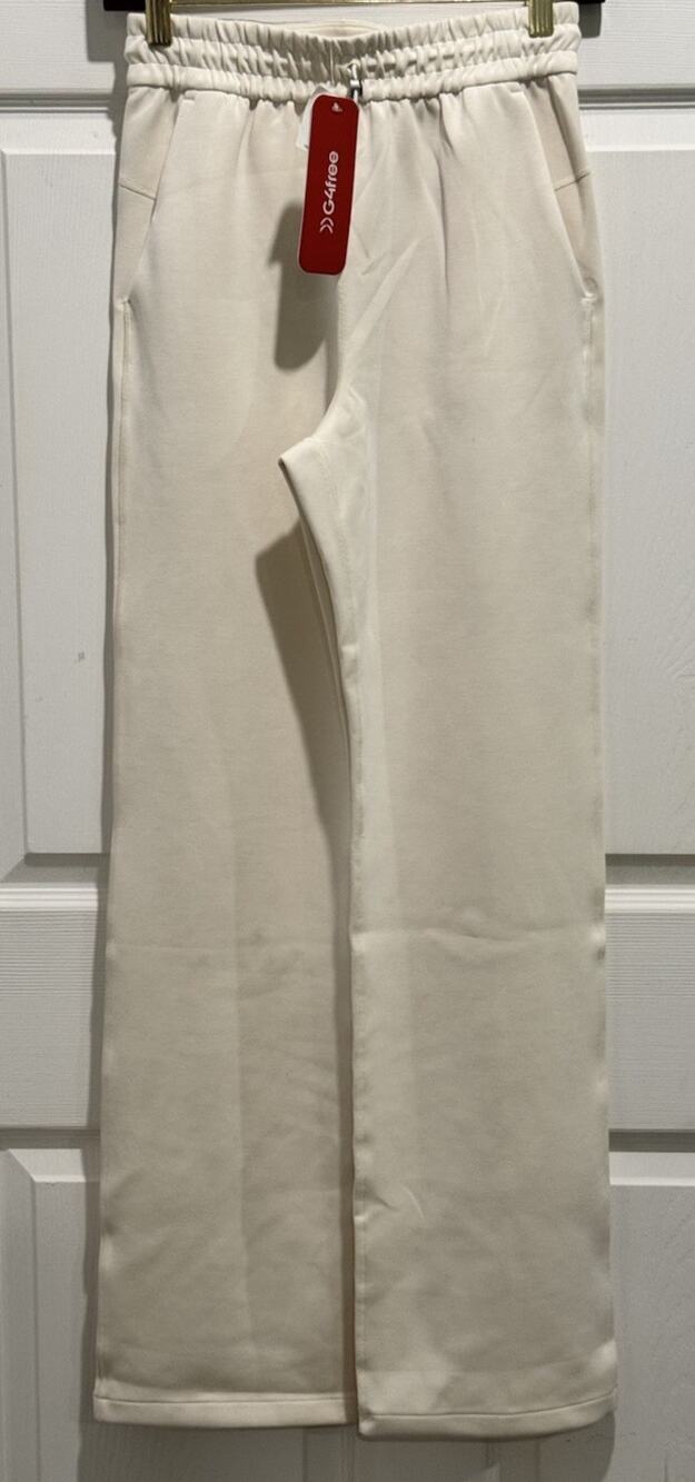 G4free Women’s Straight Leg Pants With Pockets Stone Cream Size XXS 31” NEW